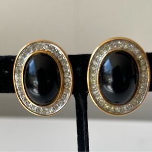 LANVIN Woman post black vintage earrings Black Gold